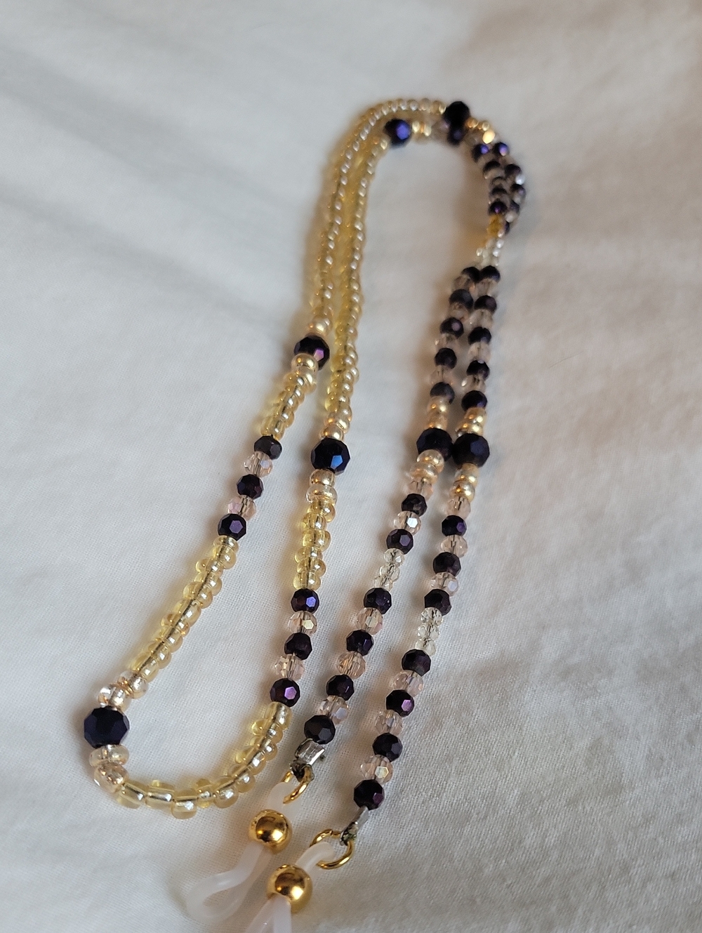 Gold and Purple Beaded Eyeglass Chain